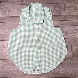 Copper Key Mint Gingham Sleeveless Blouse